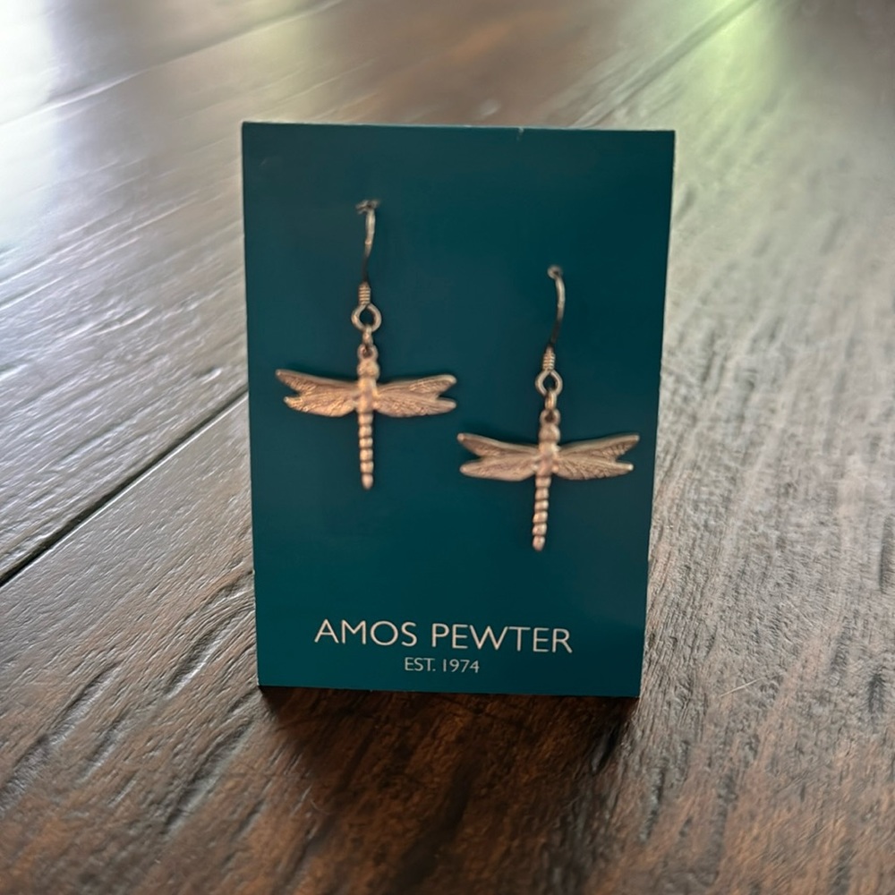 Amos Pewter Dragonfly earrings